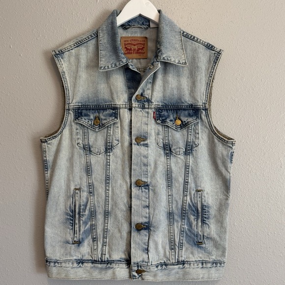 Levi's Other - Levi's Men's Denim Trucker Vest Blue Cotton Sleeveless Jean Jacket Western Work